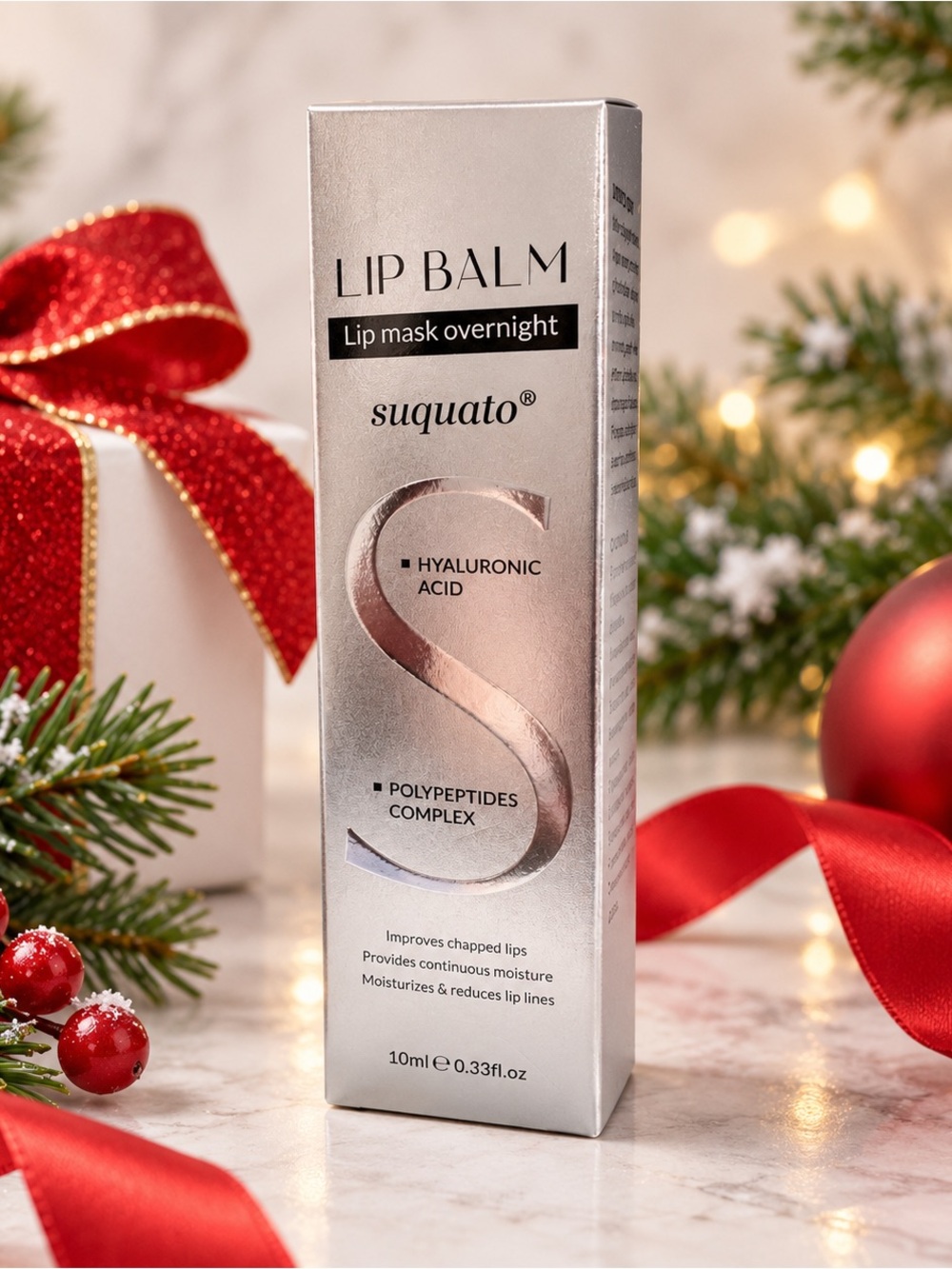 SUQUATO Sealed Overnight Lip Mask Hyaluronic Acid Peptides Stocking Stuffer